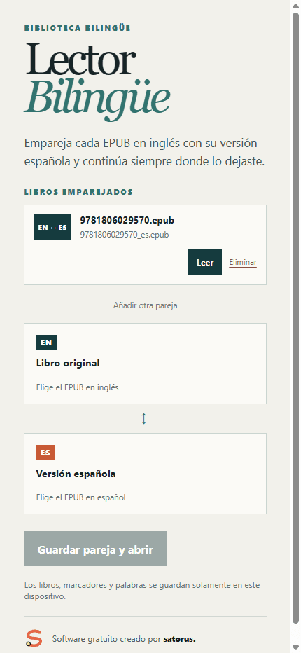 Biblioteca, lectura y consulta bilingüe de Lector Bilingüe