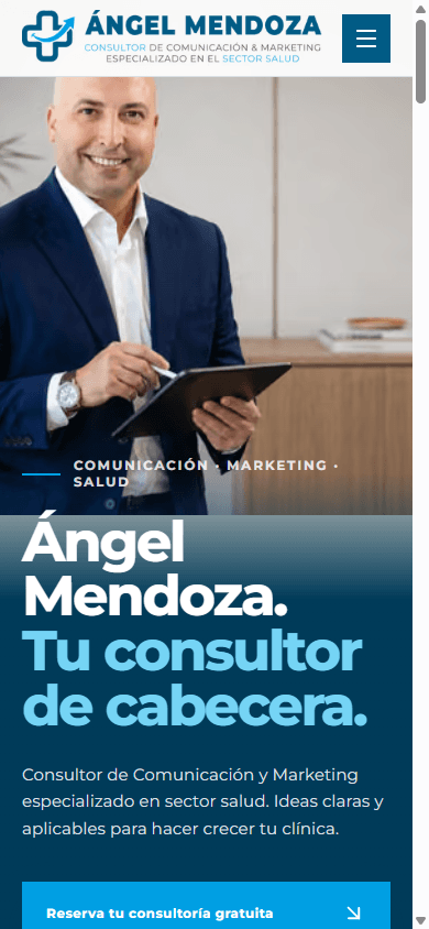 Web de Ángel Mendoza vista en móvil