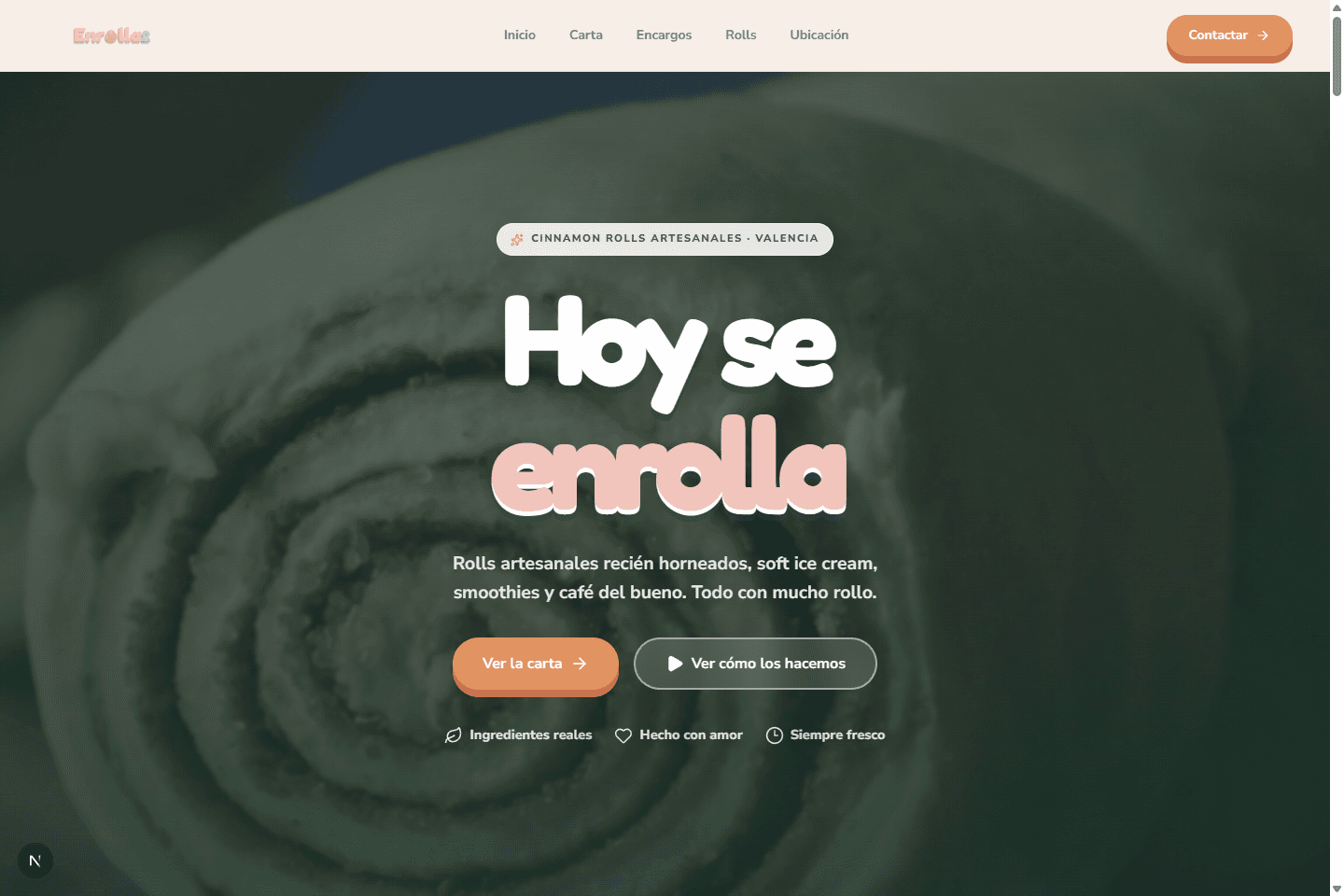 Portada de Enrolla2 con sus cinnamon rolls