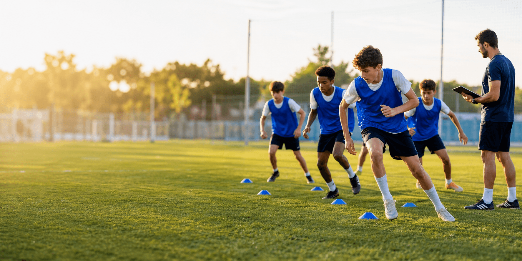 Equipo de fútbol entrenando en el campo